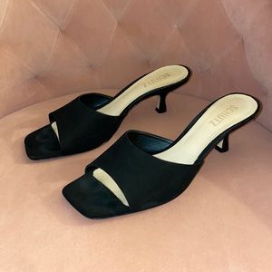 Schutz Dethalia Slide Sandal in Black Suede (Size 8.5)